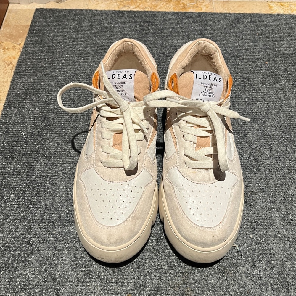 i_deas size 6.5 pink orange and white platform sneakers